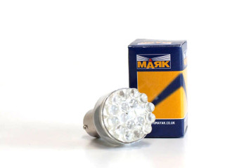 Автолампа светодиодная МАЯК T25/7 12V  24 LED WHITE S25 BA15S б/отраж (стоп,габарит) в индив.коробке