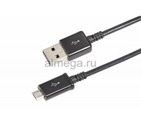 Кабель USB microUSB длиный штекер, шнур плоский, 1М черный
