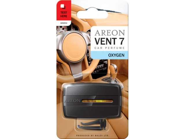 Ароматизатор для авто на дефлектор "AREON" VENT 7 аромат - "OXYGEN" (Болгария)