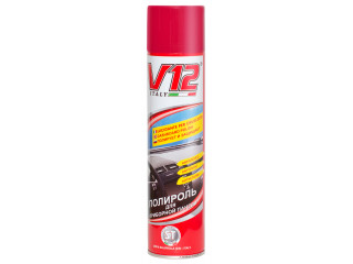 Полироль для  пластика автомобиля   "V12" антистатик, запах свежести клубника (400 мл) (Италия)
