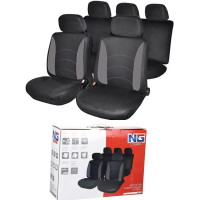 Чехлы автомобильные универсальные "Гамма" черно-серые, 9 предметов, полиэстер, на молниях
