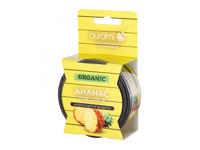 Ароматизатор для авто на панель приборов в банке AURAMI ORGANIC (аромат-ананас)