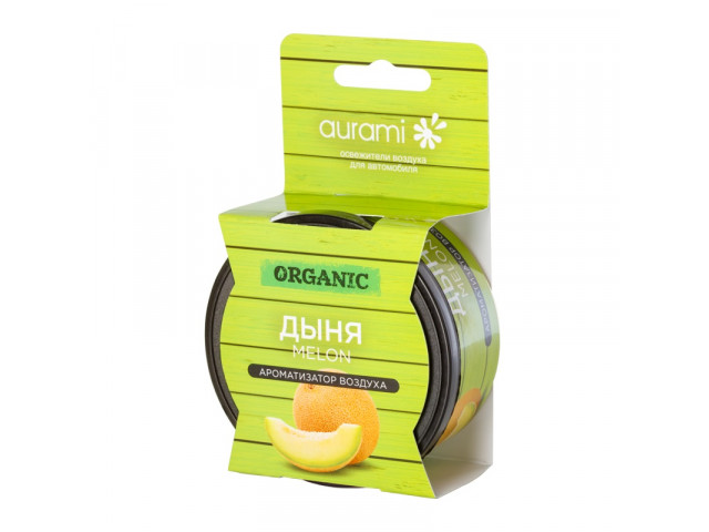 Ароматизатор для авто на панель приборов в банке AURAMI ORGANIC (аромат-дыня)