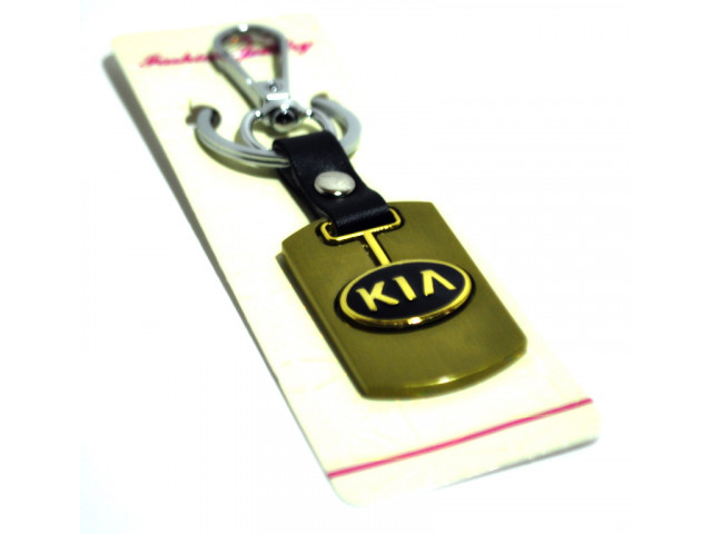 Брелок для авто металлический с гравировкой KIA хром с позолотой