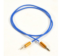Кабель AUX аудио  длина 1м, оплетка-спираль, цвет-синий, черный