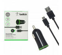Зарядное устройство  в прикуриватель 'BELKIN' черное, 1слот-USB, разъем microUSB длина 1,2м, 10W