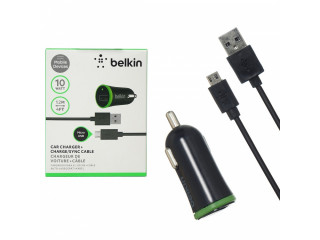 Зарядное устройство  в прикуриватель "BELKIN" 1слот USB+кабель microUSB/длина 1,2м, 10W,черное