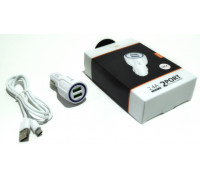 Зарядное устройство  в прикуриватель 2 слота-USB + кабель  Type-C. 1,2метра