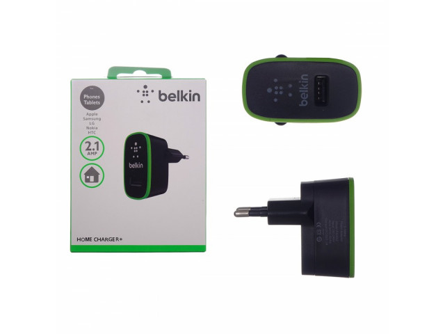 Зарядное устройство сетевое "BELKIN"черное, 220V,1слот-USB,2,1А, 10W (отдельно блок)