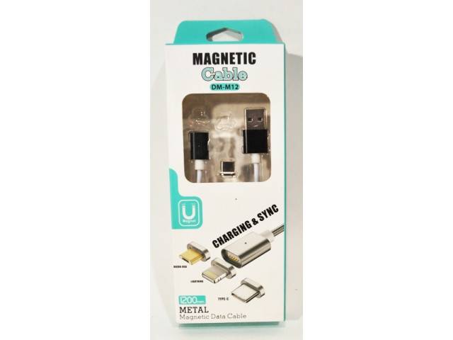 Кабель USB  TYPE-C  магнитный "MAGNETIC",   длина 1,2м, белый