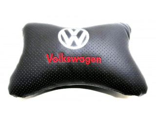 Подушка автомобильная на подголовник, косточка, VW ортопедическая эко-кожа в индив. упаковке