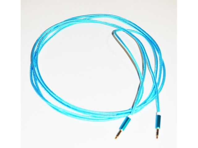 Кабель AUX аудио длина 3м, оплетка-ткань, цвет-синий