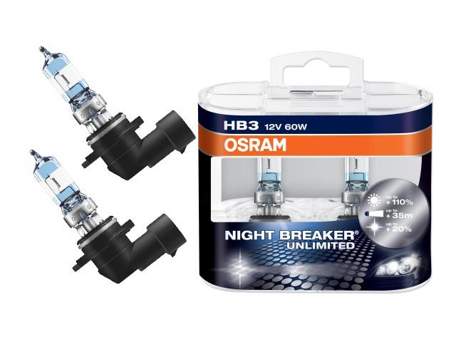 Автолампа HB3(9005) 12V 60W P20d Night breaker unlimited +110% (бокс 2шт) OSRAM 9005NBU-HCB