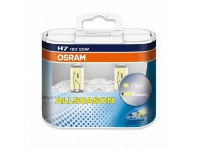 Автолампа H7 12V 55W PX26d All season +30% (бокс 2шт) OSRAM 64210ALL-HCB