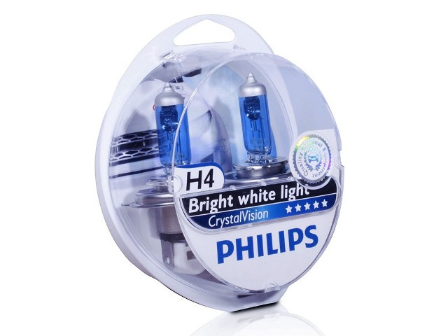 Автолампа H4 12V 60/55W P43t Crystal Vision +W5W 12V 5W W2,1x9,5d Crystal Vision (бокс 2шт) PHILIPS