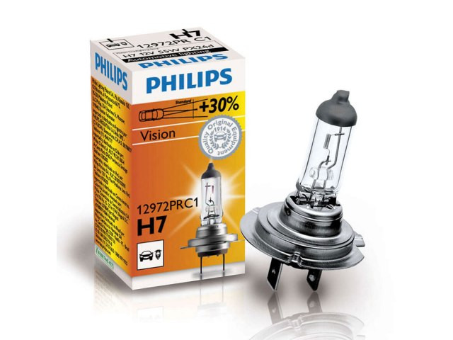 Автолампа H7 12V 55W PX26d Vision Premium +30% (в индив.коробке) PHILIPS 12972PRC1