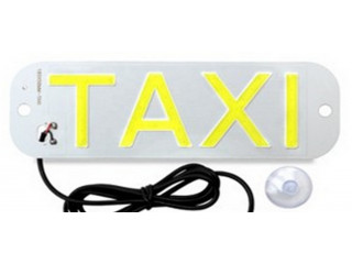 Знак такси неоновый со штекером большой, белый