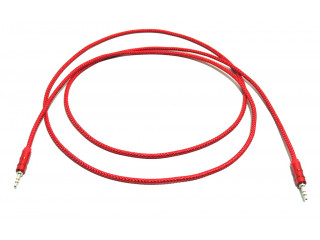 Кабель AUX аудио длина 2м, оплетка-ткань, цвет-красный