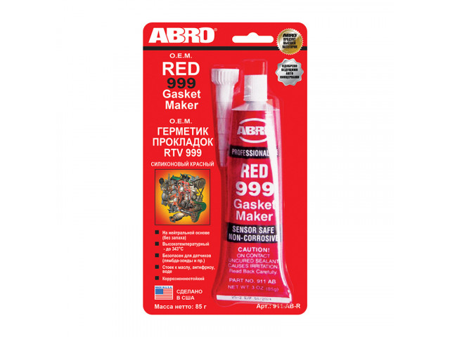 Герметик прокладок ABRO высокотемпературный, красный, 85г ОЕМ 911-AB-R