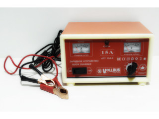 Зарядное устройство для авто VOLLRUS 15A (6/12В. 15 Ампер, рег-ка тока 2 шкалы)