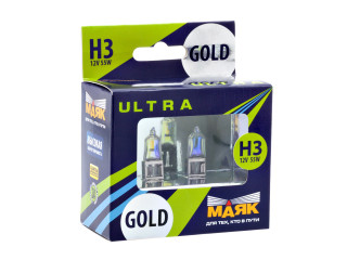 Автолампа H3 ULTRA Gold +60% 12v 55w Pk22s  "Маяк " (комплект 2шт)