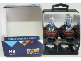 Автолампа Н8 Active Crystal+130% 12V 35W PGJ19-1   "Маяк"(комплект 2шт)