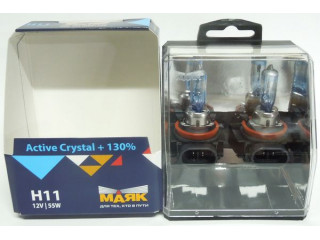 Автолампа Н11 Active Crystal+130% 12V 55W PGJ19-2   "Маяк"(комплект 2шт)