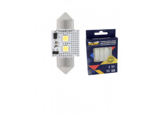 Автолампа светодиодная МАЯК T11x41 12V 2SMD 180°SUPERWHITE серия"CANBUS LED с обманкой" комплект 2шт