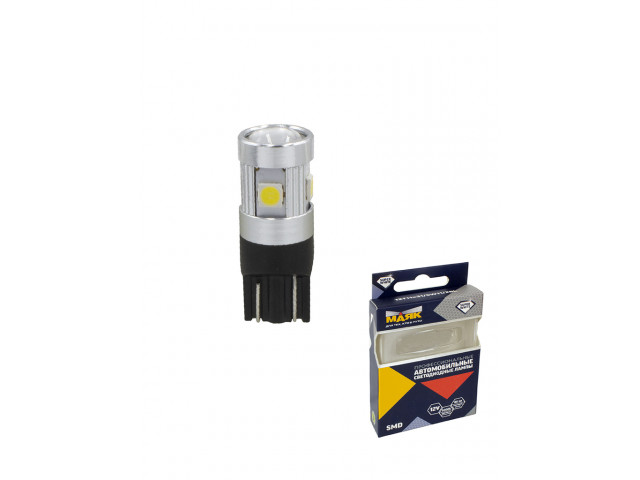 Автолампа светодиодная МАЯК T10 12V 6SMD W2.1x9.5d 360° SUPERWHITE комплект 2шт.