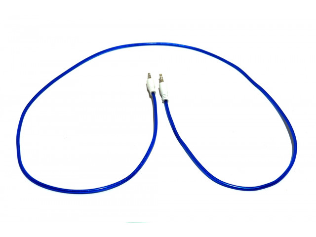 Кабель AUX аудио  длина 1м, оплетка-силикон, цвет- синий