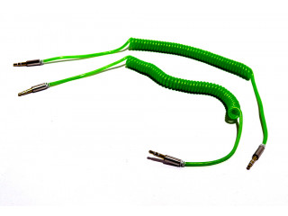 Кабель AUX аудио длина 1м, оплетка-спираль, цвет-зеленый