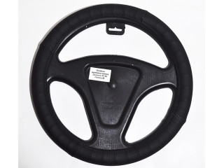 Оплётка на руль автомобиля   экокожа, черная комбинированная (размер М)