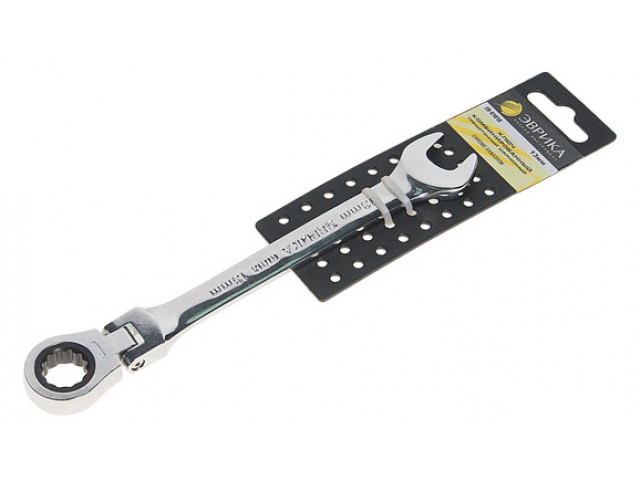 Ключ комбинированный трещоточный шарнирный 17мм (на держателе) ЭВРИКА