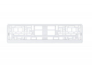 Рамка номерного знака АБС-пластик, без надписей, "Автостандарт" нижняя защелка-планка, белая  ALMEGA