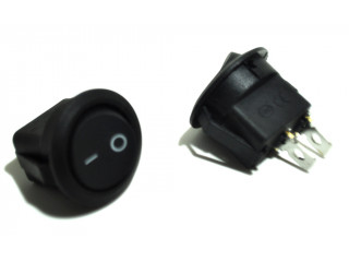 Выключатель клавишный круглый ON-OFF без подсветки "Black" (2-х контактный)