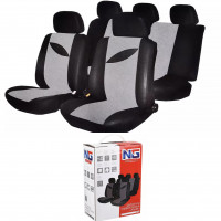 Чехлы автомобильные универсальные "Альфа" черно-серые,  9 предметов, полиэстер ,молния в спинке