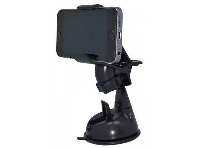 Держатель мобильного телефона универсальный на присоске, черный, макс.зажим-11см, поворот 360°