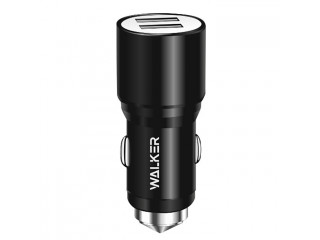 Зарядное устройство  в прикуриватель WALKER 2 слота USB, 2.4А, 10,5Вт, WCR-21 черное