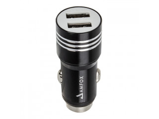 Зарядное устройство  в прикуриватель AMFOX  2 слота USB, 2.4A, 12Вт, блочок, черное, CCH-11