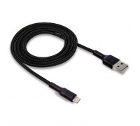 Кабель USB "WALKER" Apple Lightning в матерчатой обмотке 1м (2.4А),черный,длина C575,в индив.коробке
