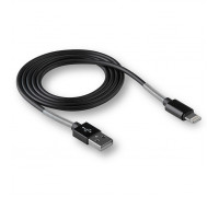 Кабель USB "WALKER"   Apple Lightning с пружинами 1м. (2.4А), черный, в  индив. коробке, C720