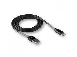 Кабель USB "WALKER" Apple Lightning с пружинами 1м. (2.4А), черный, в  индив. коробке, C720