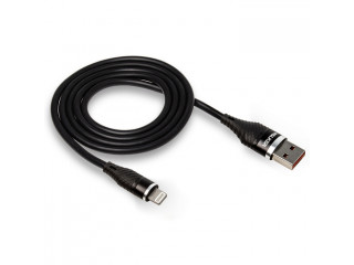 Кабель USB "WALKER" Apple Lightning 1м. прорезиненный с металл.разъемом (3.1А),черный,в коробке,C735