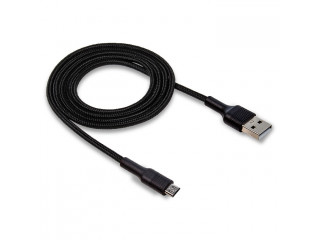 Кабель USB "WALKER"  microUSB в матерчатой обмотке 1м, (2.4А), черный, в  индив. коробке,С575,