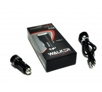 Зарядное устройство  в прикуриватель WALKER 2 слота USB, 2.1А, 10,5Вт + кабель Type-C, черное