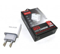 Зарядное устройство сетевое WALKER 1 слот USB, 2.4А,15Вт,быстрая зарядка QC 3.0, блочок, белое WH-35