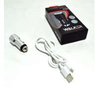 Зарядное устройство  в прикуриватель WALKER 2 слота USB, 2.1А, 10,5Вт + кабель Micro, серебряное