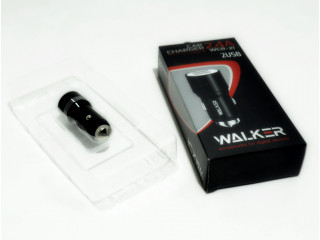 Зарядное устройство  в прикуриватель WALKER 2 слота USB, 2.4А, 10,5Вт, WCR-21 серебряное