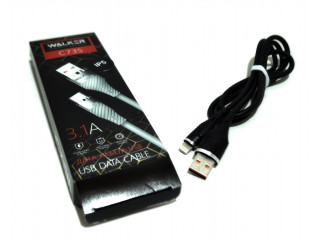 Кабель USB "WALKER" Apple Lightning 1м. прорезиненный с металл.разъемом (3.1А),серый,в коробке,C735