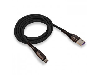 Кабель USB "WALKER"  microUSB  в мат. обмотке, с индикатором, быстр.заряд (3.1А), черный,С920,